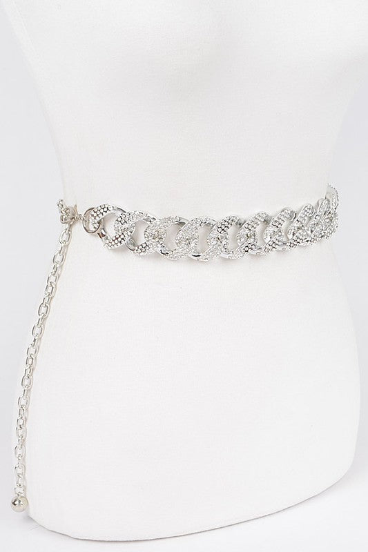 Rhinestone Oversized Chain Belt