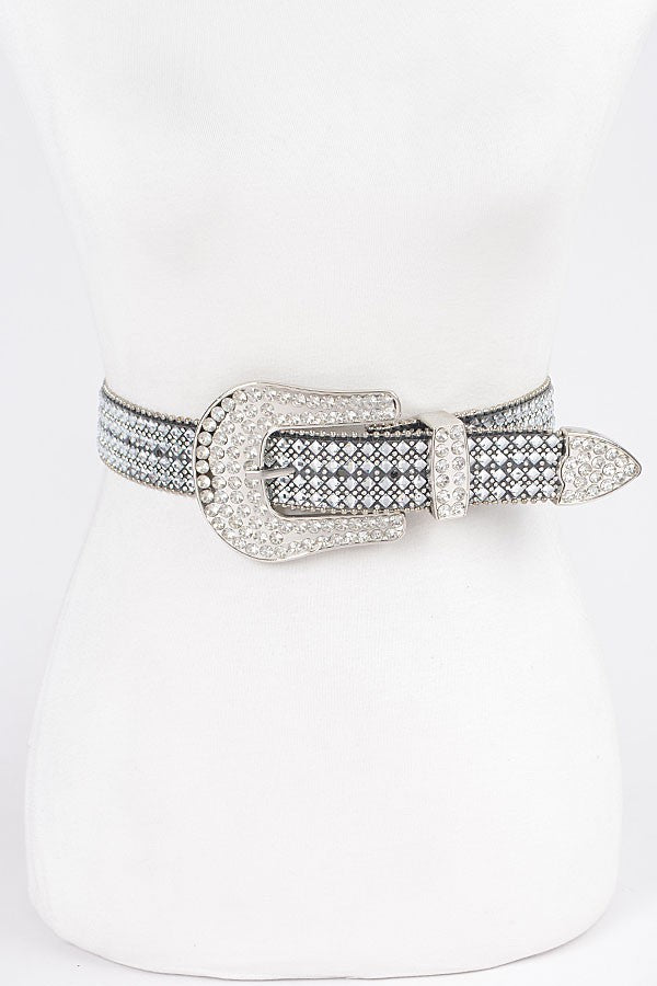 All-Over Crystal Rhinestone Western Buckle Belt