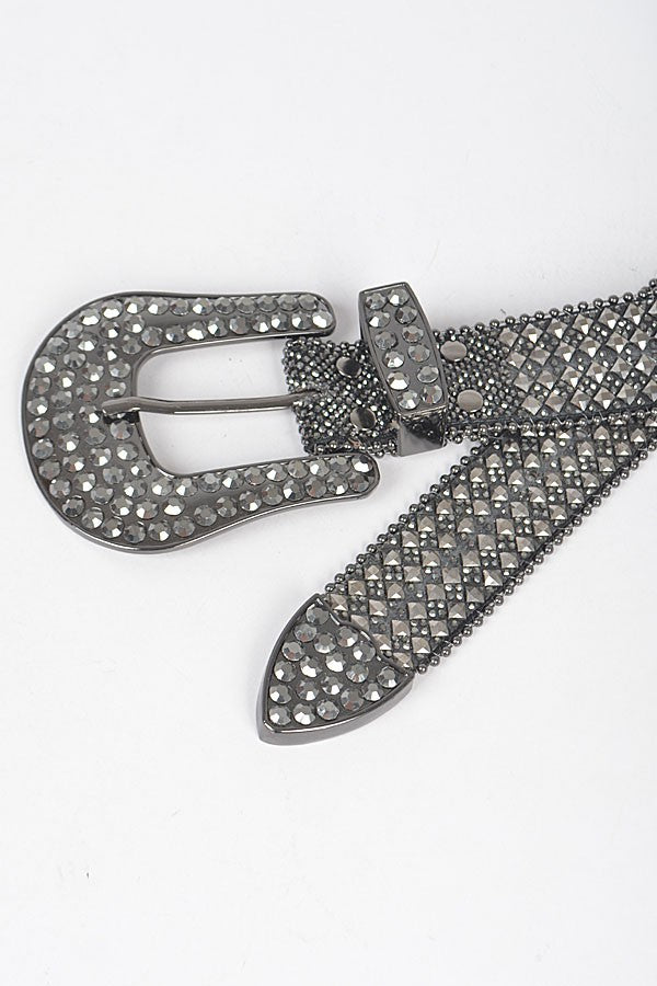 All-Over Crystal Rhinestone Western Buckle Belt