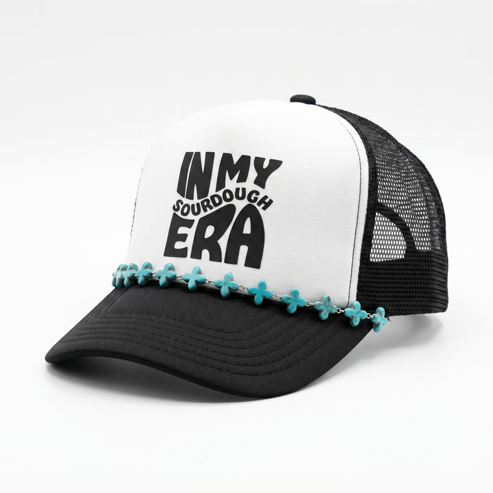 Turquoise Cross Beaded Trucker Hat Chain
