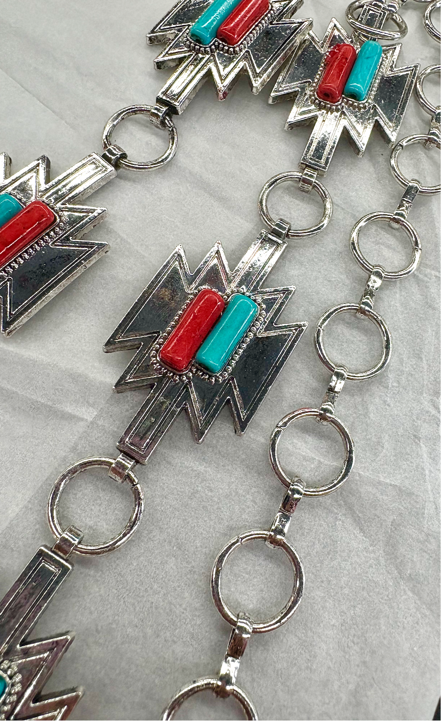 Chain Belt W/ Blue & Red Studs