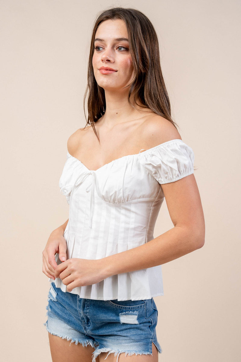 Eleganza Off-Shoulder Cotton Peplum Top