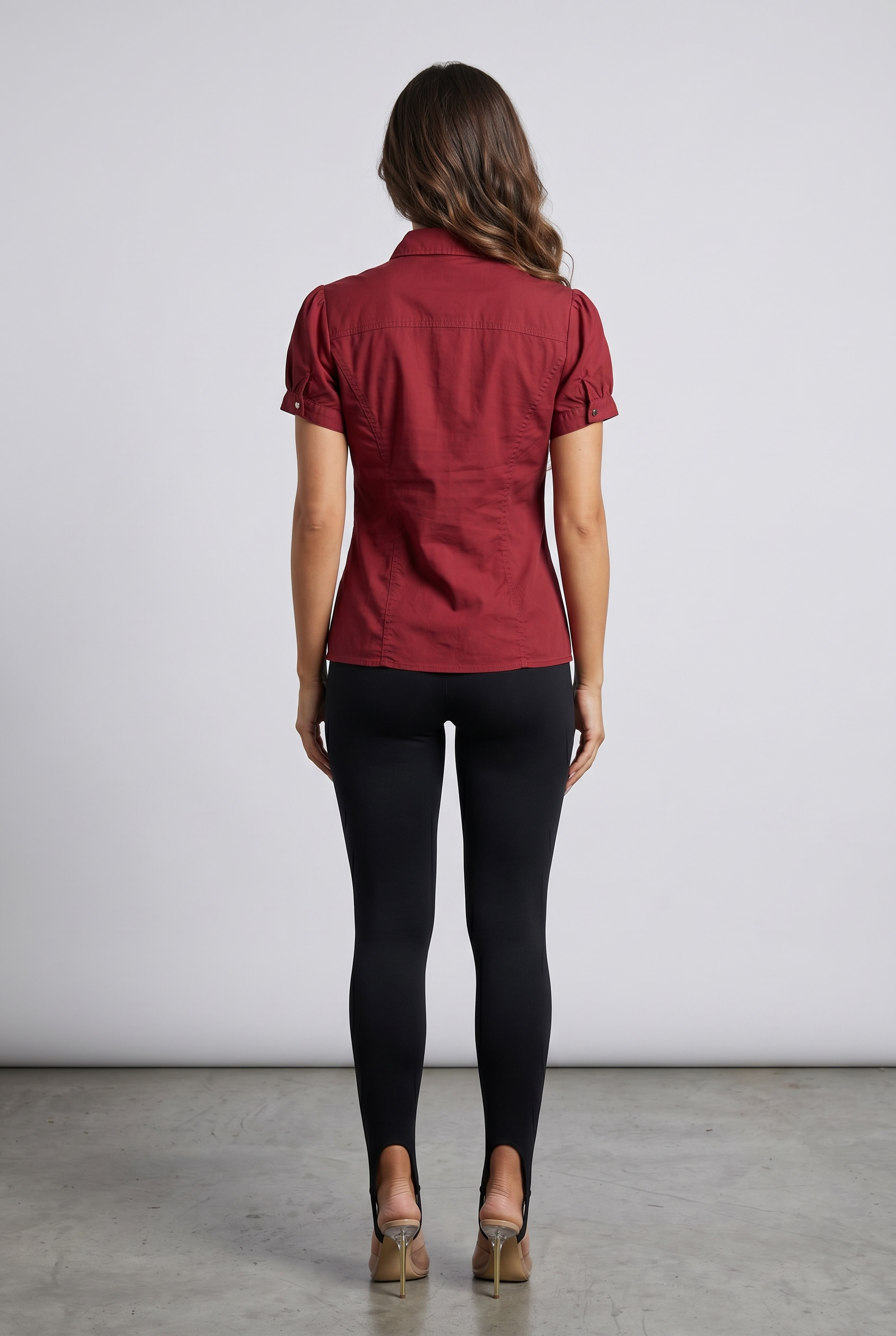 Tailored Short Sleeve Button Down Shirt – Fitted Utility Blouse