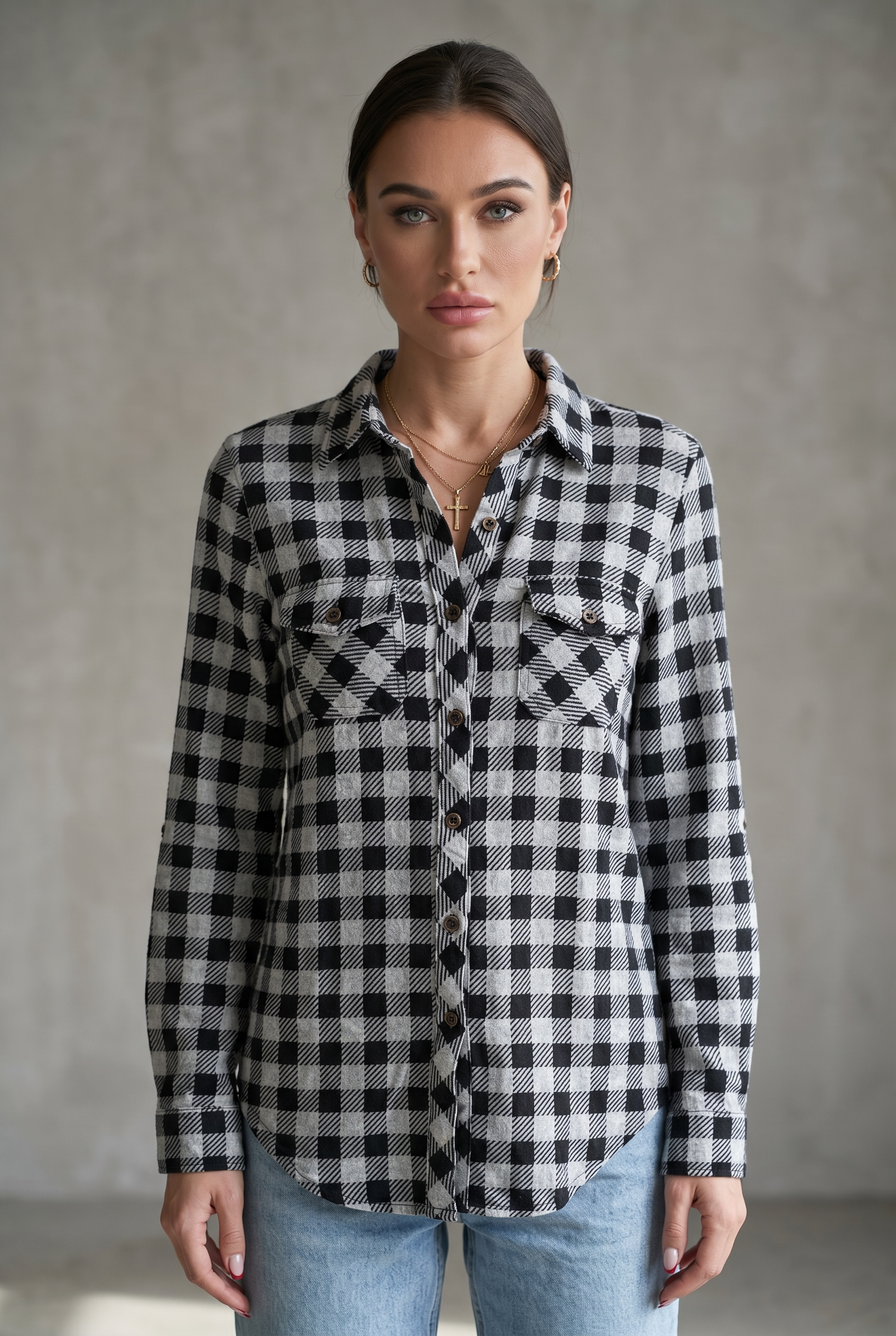 Essential Plaid Button-Up Flannel Shirt