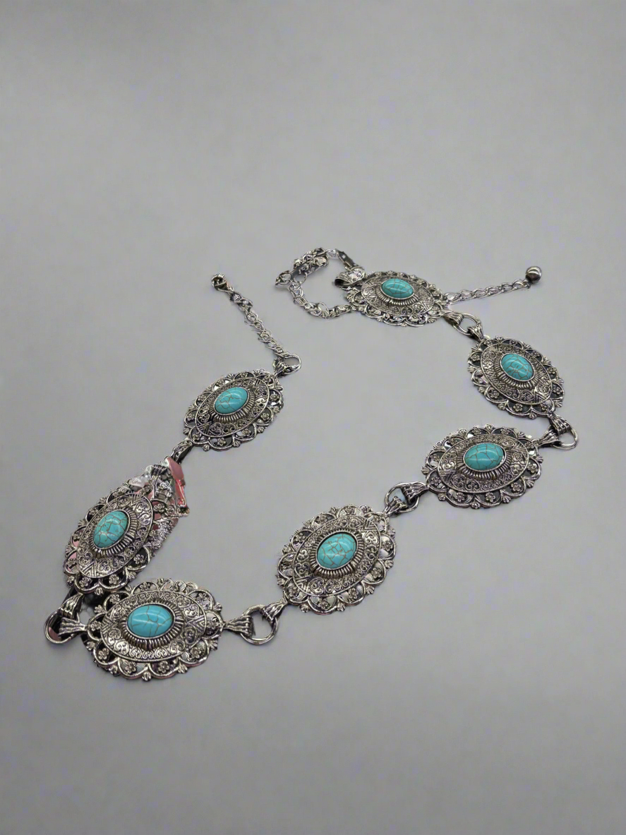 Western Turquoise Stud Women’s Chain Belt