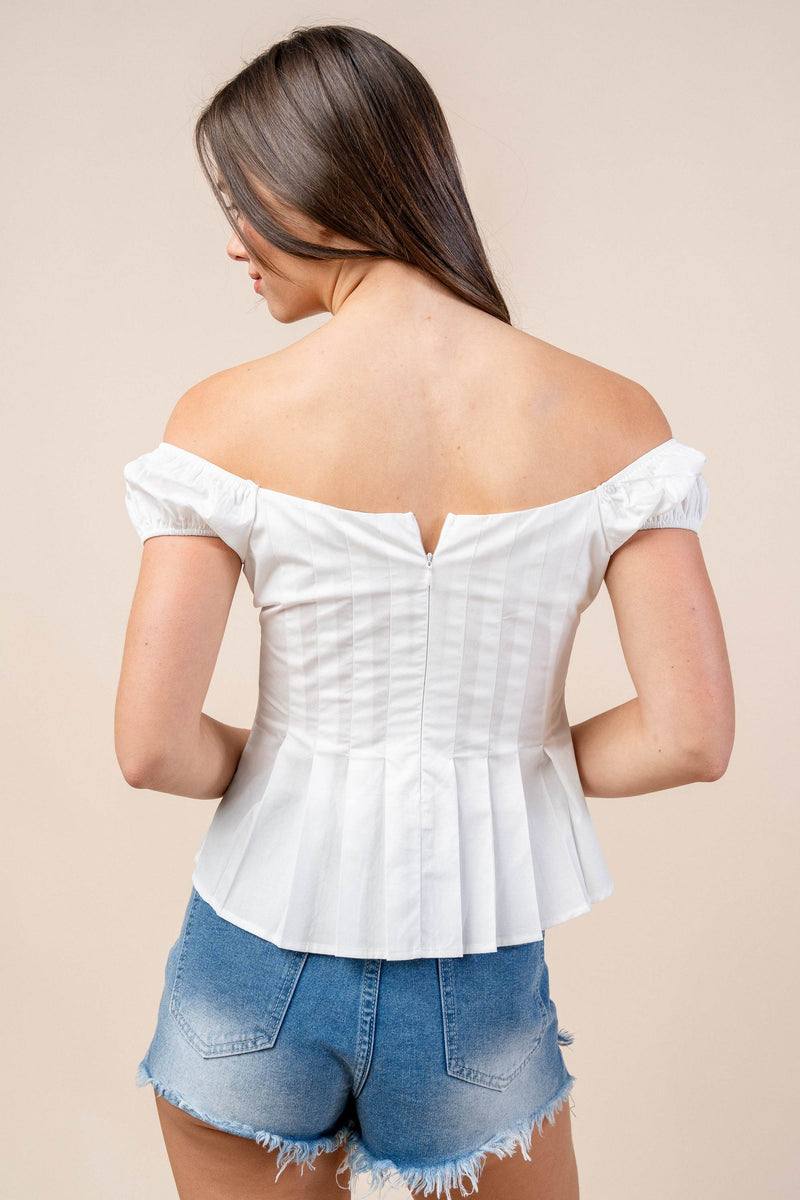 Eleganza Off-Shoulder Cotton Peplum Top