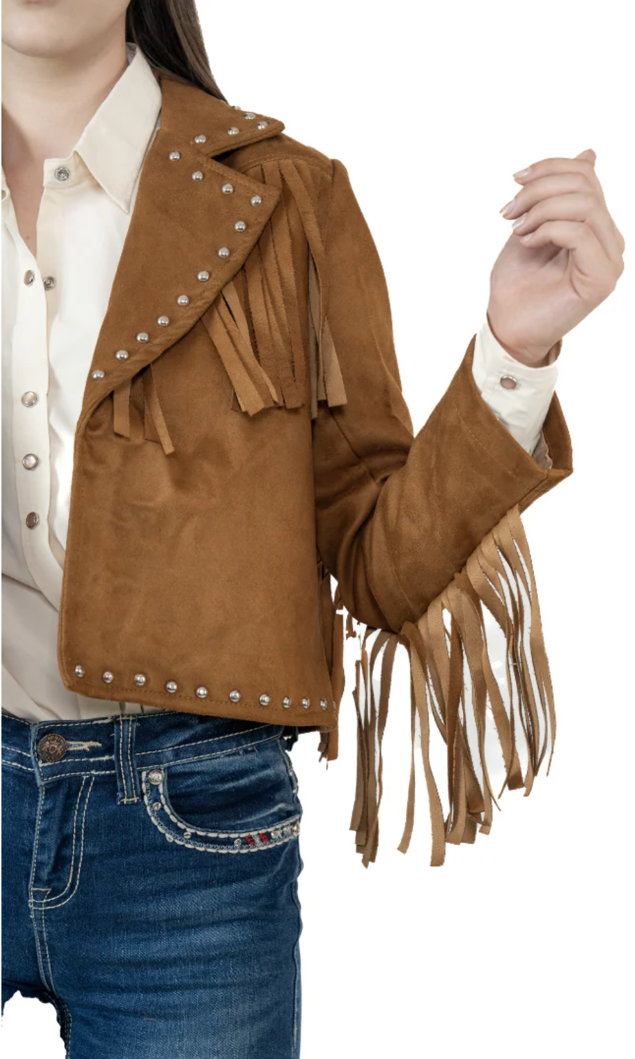 Women Suede Jacket With Tassle