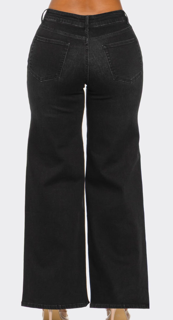 Denim Black Wide Leg Jeans