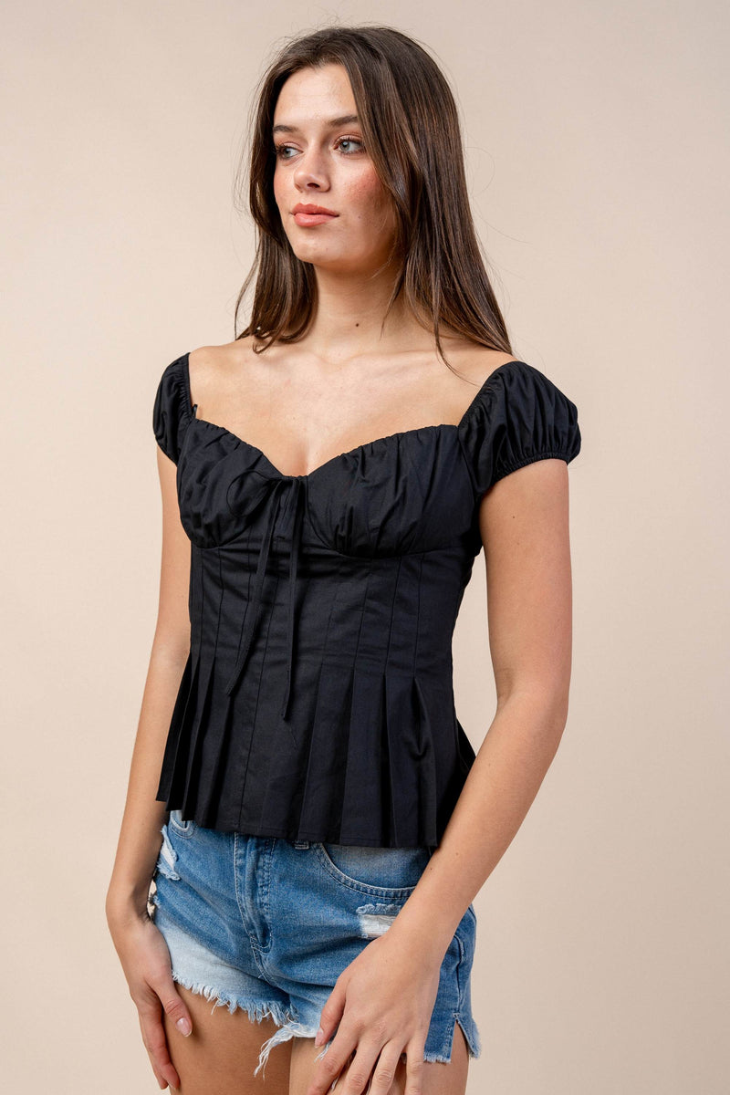 Eleganza Off-Shoulder Cotton Peplum Top