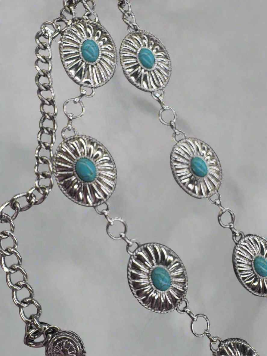 Western Chain Belt W Turquoise Stud