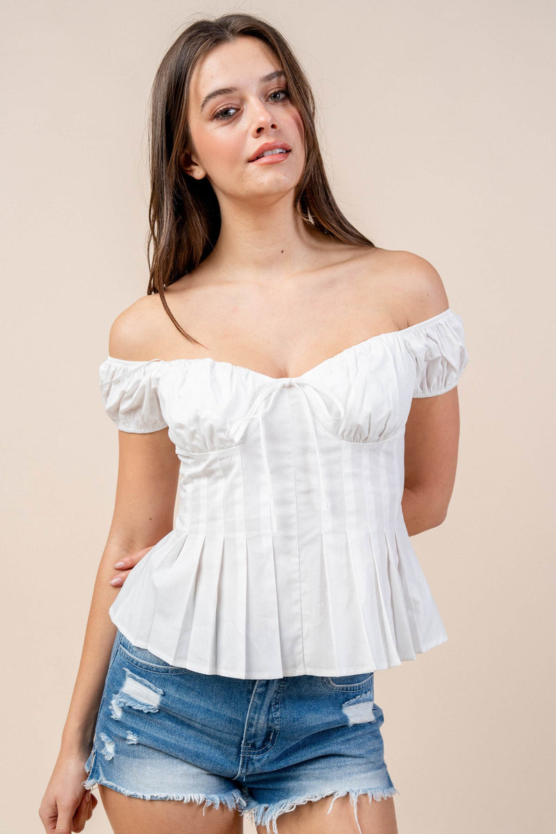 Eleganza Off-Shoulder Cotton Peplum Top