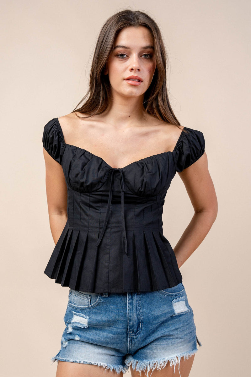 Eleganza Off-Shoulder Cotton Peplum Top