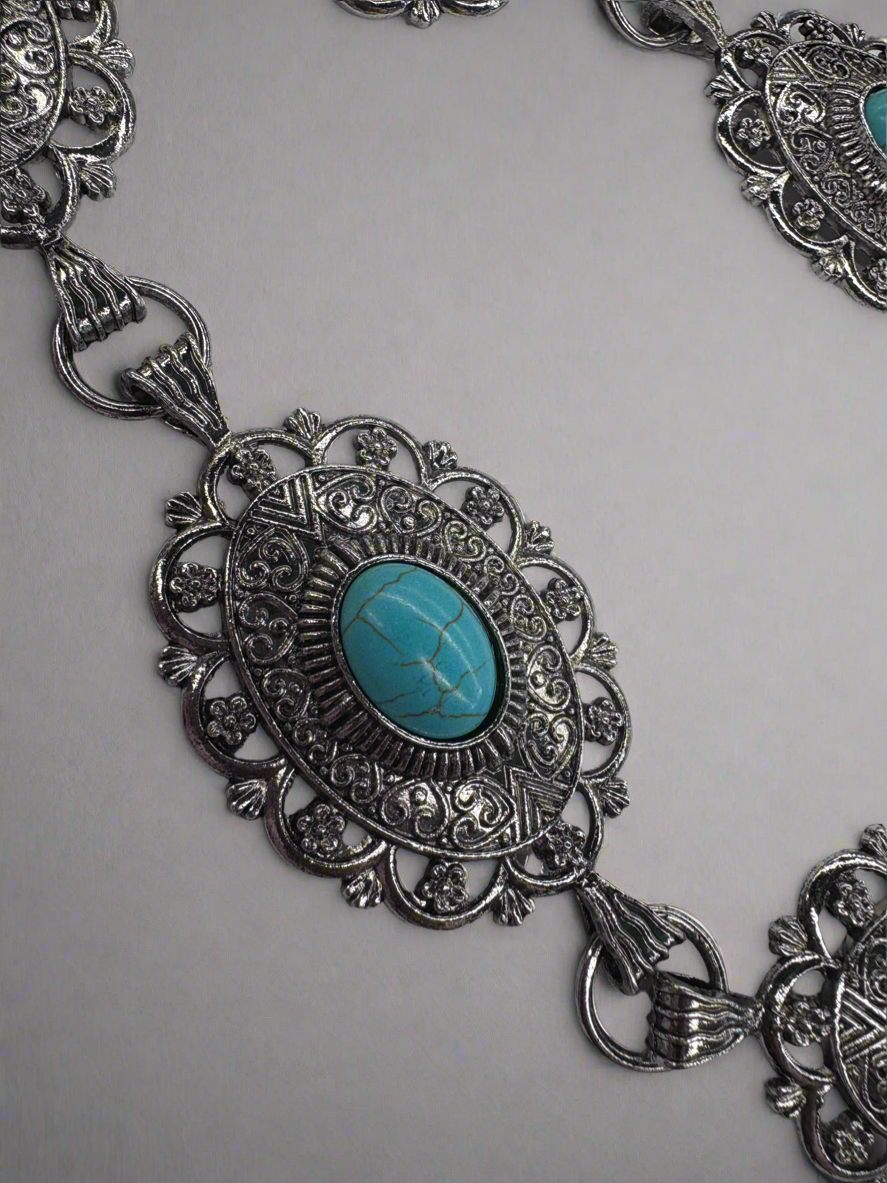 Western Turquoise Stud Women’s Chain Belt