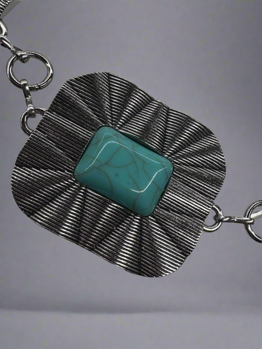 Women Concho Chain Belt Western Cowgirl Turquoise Metal Chain Belt