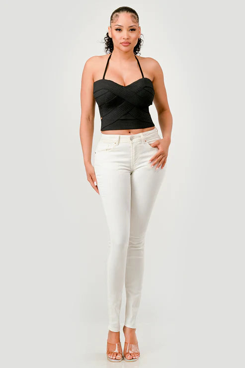 ZIG ZAG BANDAGE CROP TUBE TOP