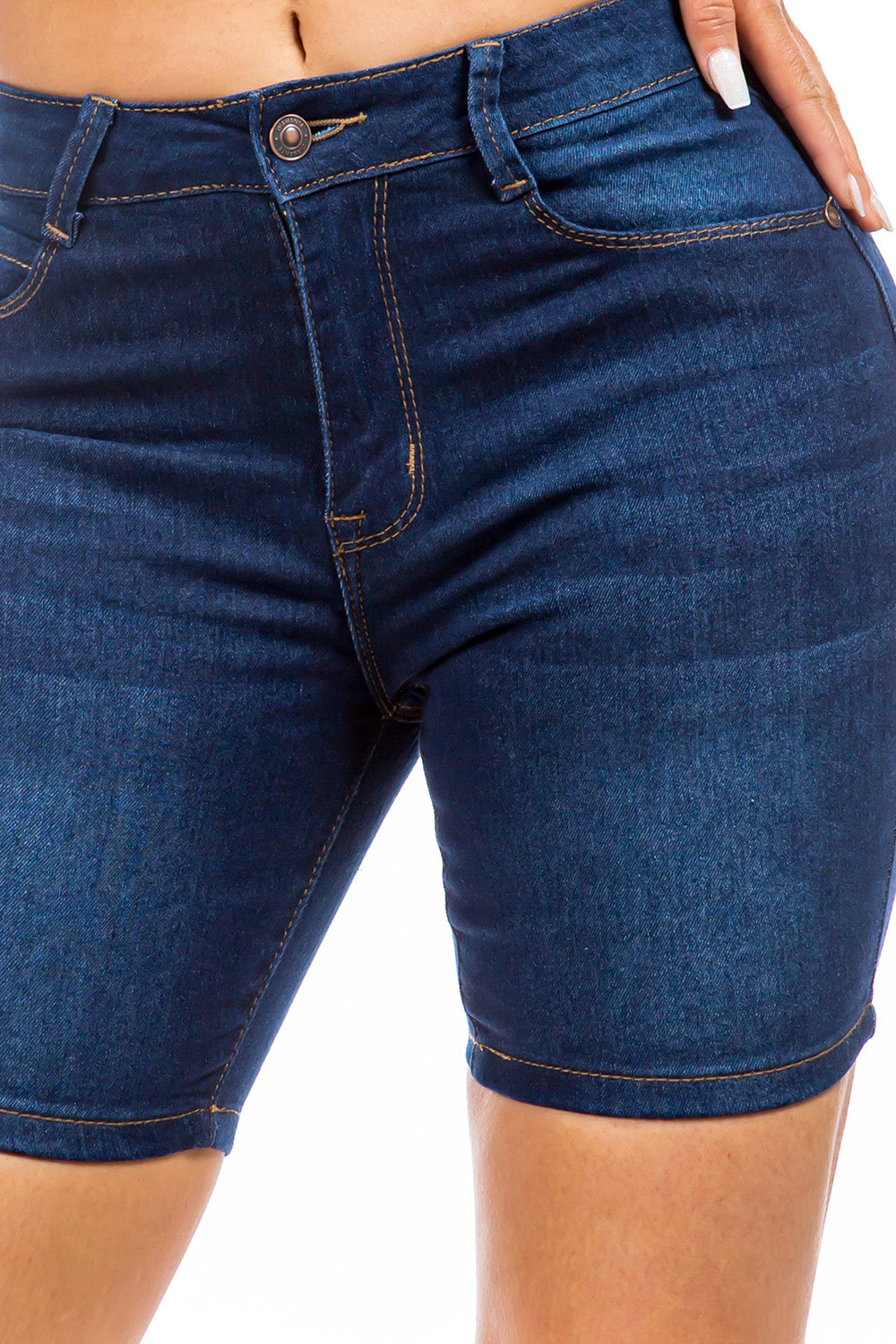 Mid Blue High-Rise Denim Bermuda Shorts