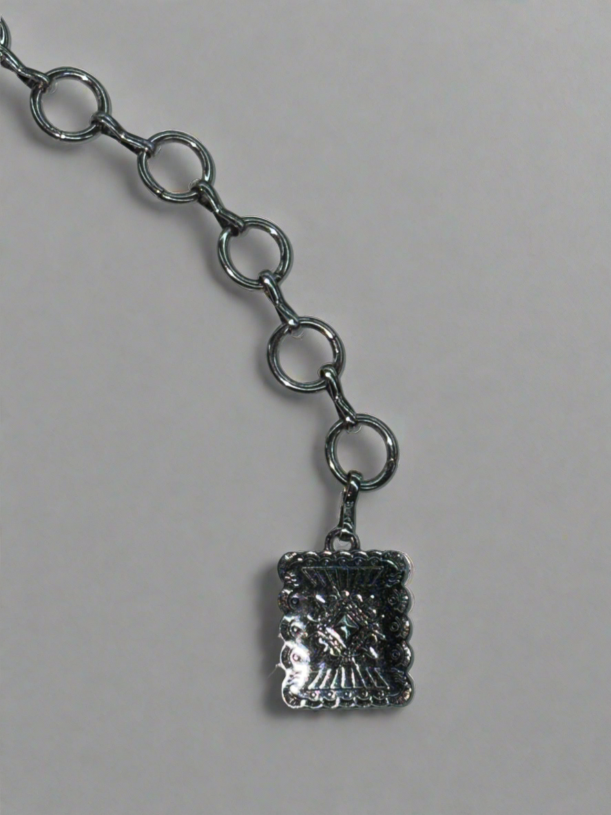 Women Concho Chain Belt Western Cowgirl Turquoise Metal Chain Belt