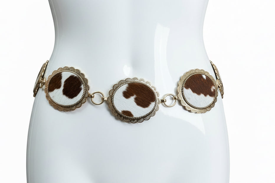 Cowhide Concho Belt
