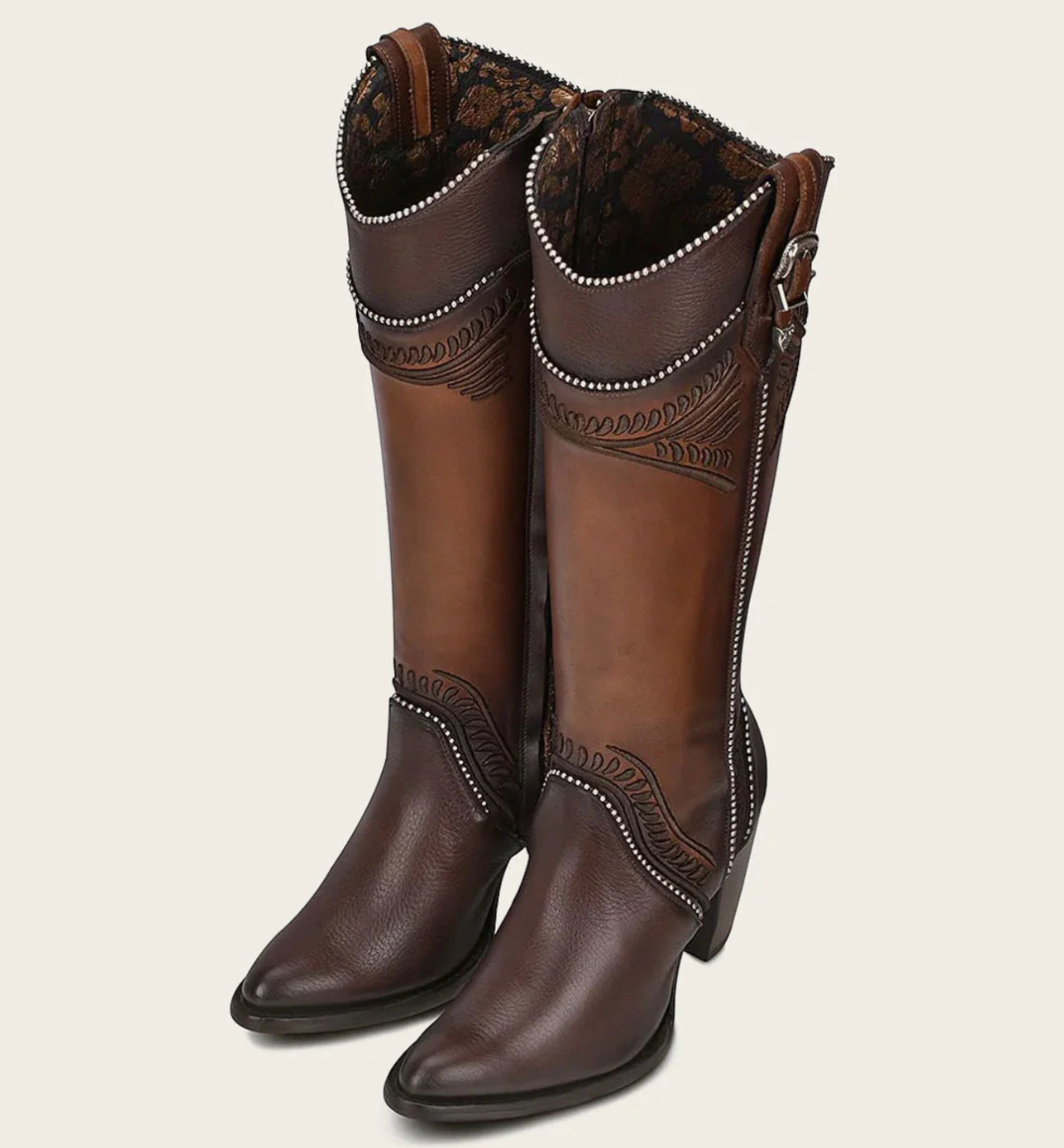 LD CHOCOLATE EMBROIDERY ROUND TOE