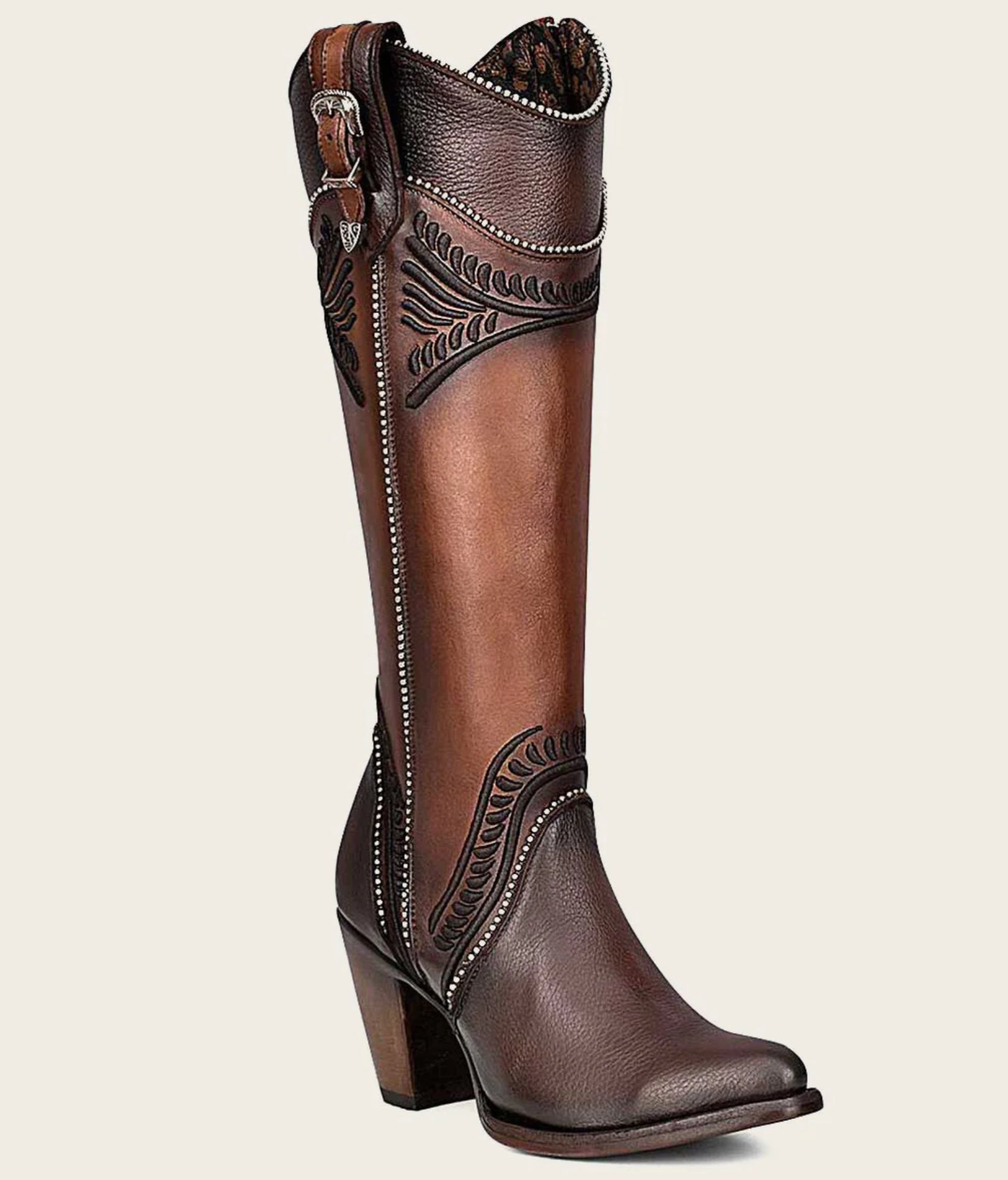 LD CHOCOLATE EMBROIDERY ROUND TOE