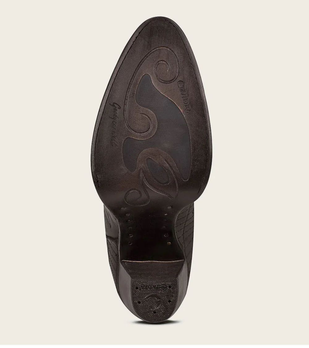 LD BLACK/BROWN EMBROIDERY & STUDS ROUND TOE