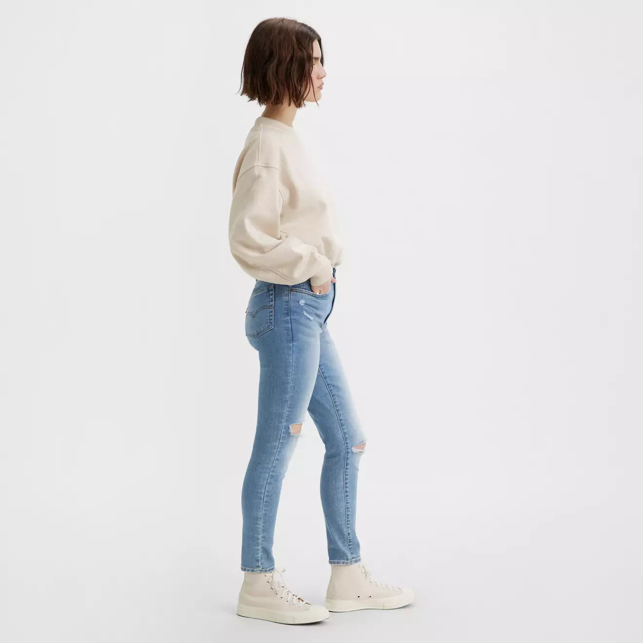 Levi's 721 High Rise Skinny Light Ripped Blue