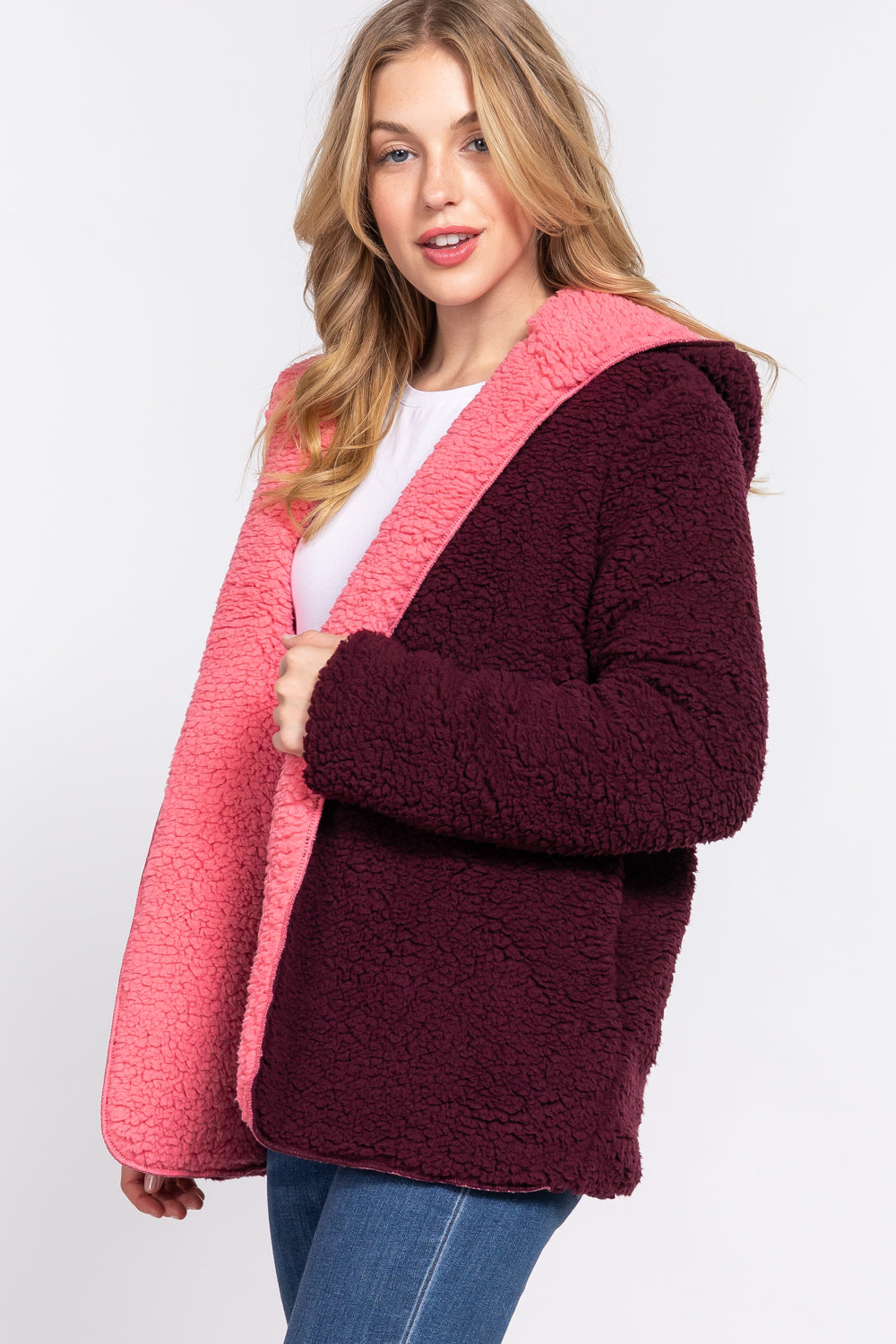 Reversible Faux Fur Hooded Jacket