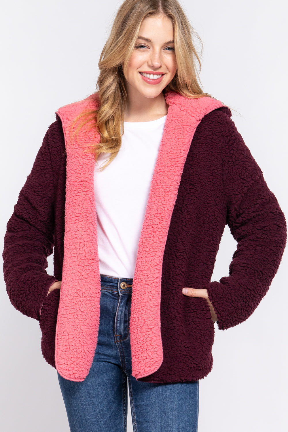 Reversible Faux Fur Hooded Jacket