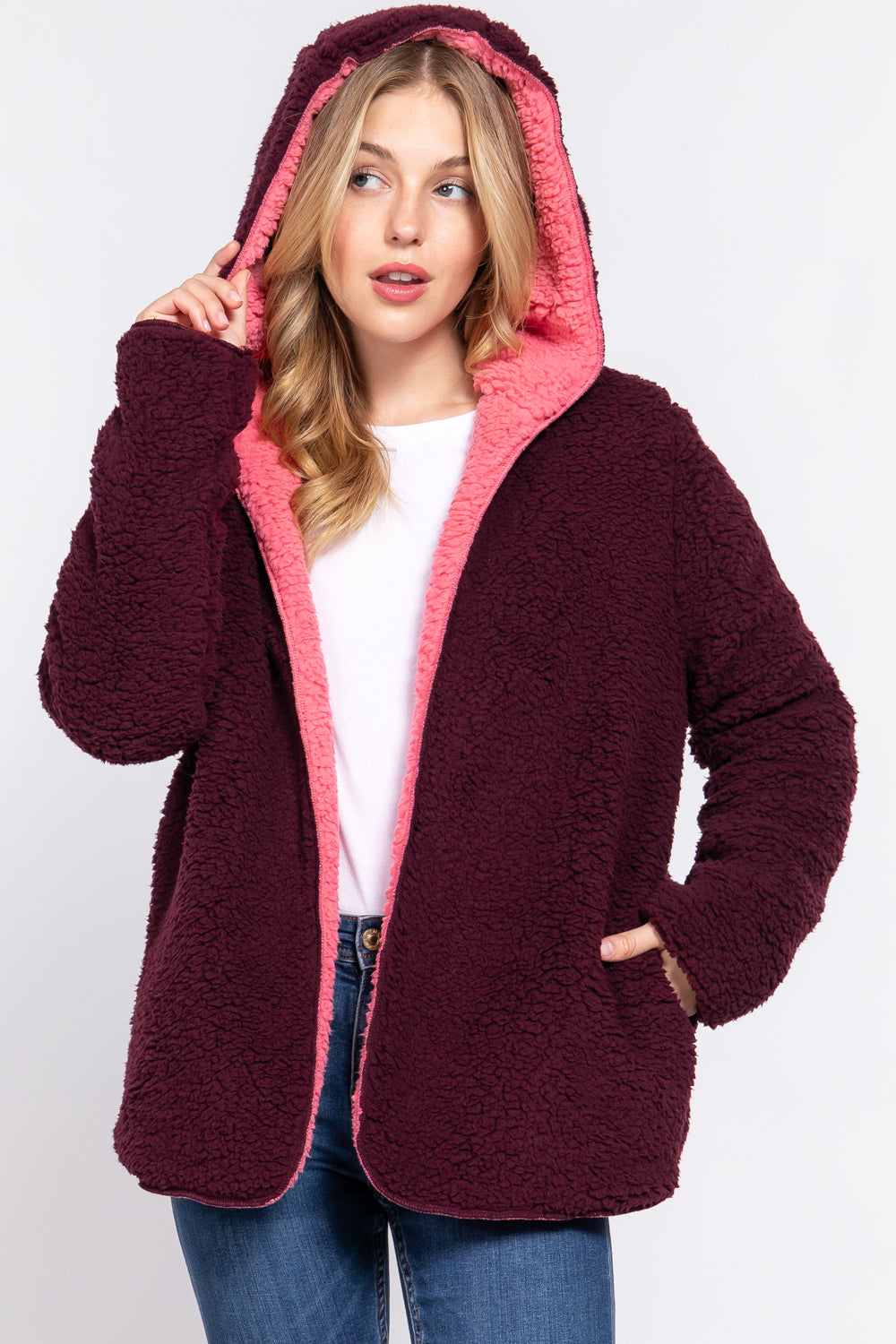 Reversible Faux Fur Hooded Jacket