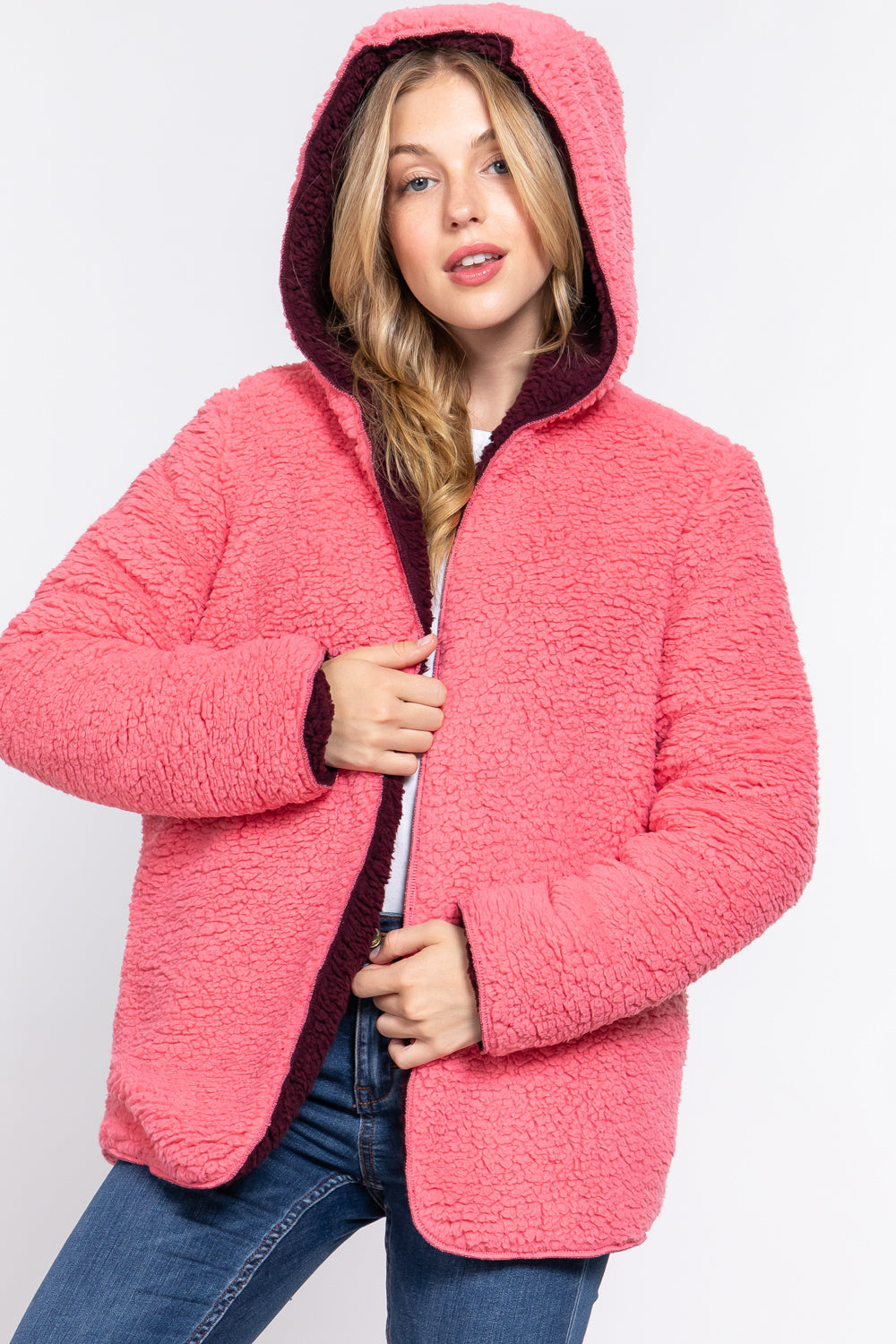 Reversible Faux Fur Hooded Jacket