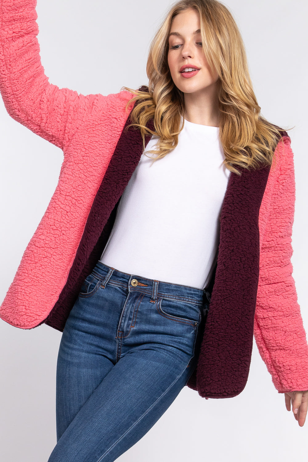 Reversible Faux Fur Hooded Jacket