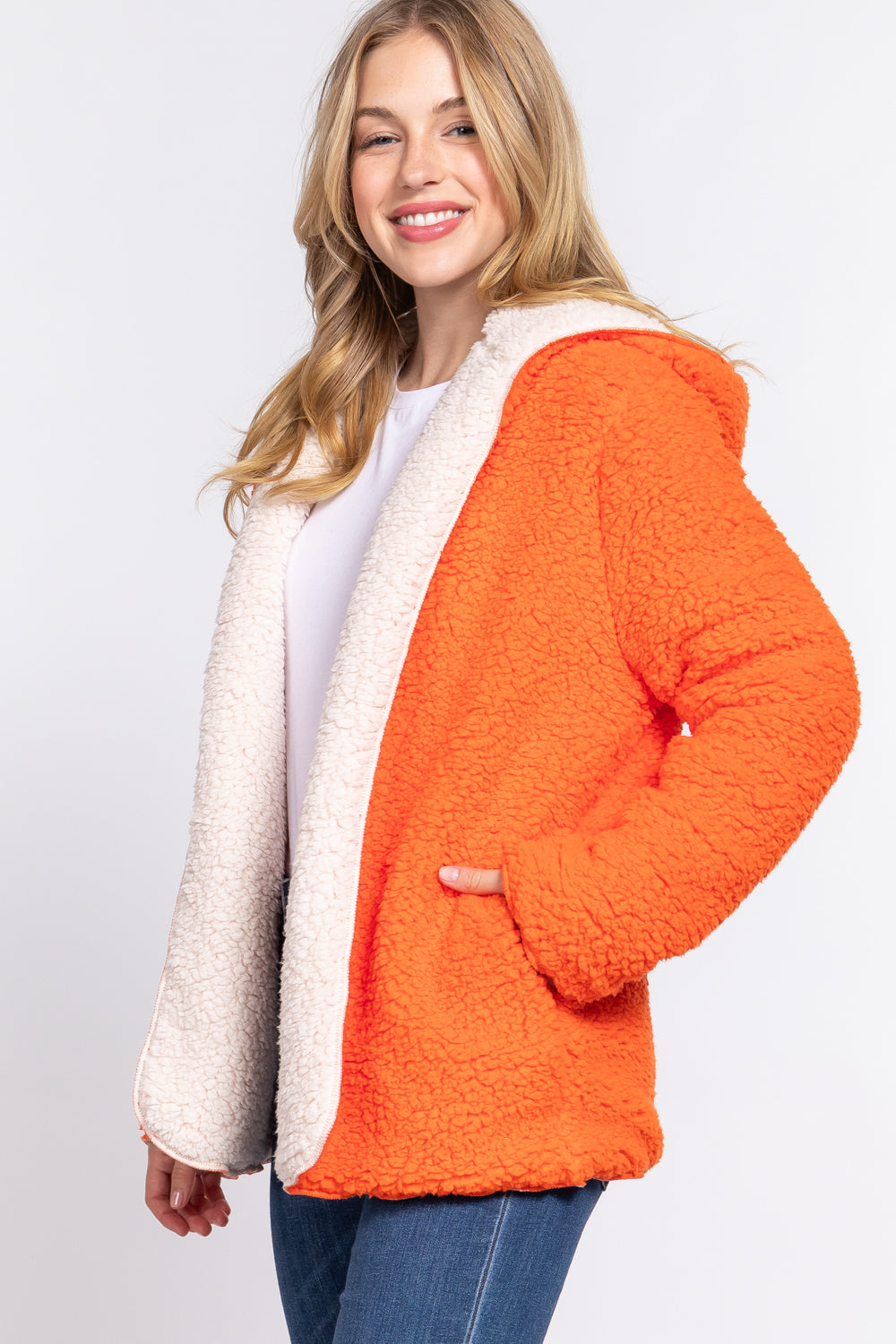 Reversible Faux Fur Hooded Jacket