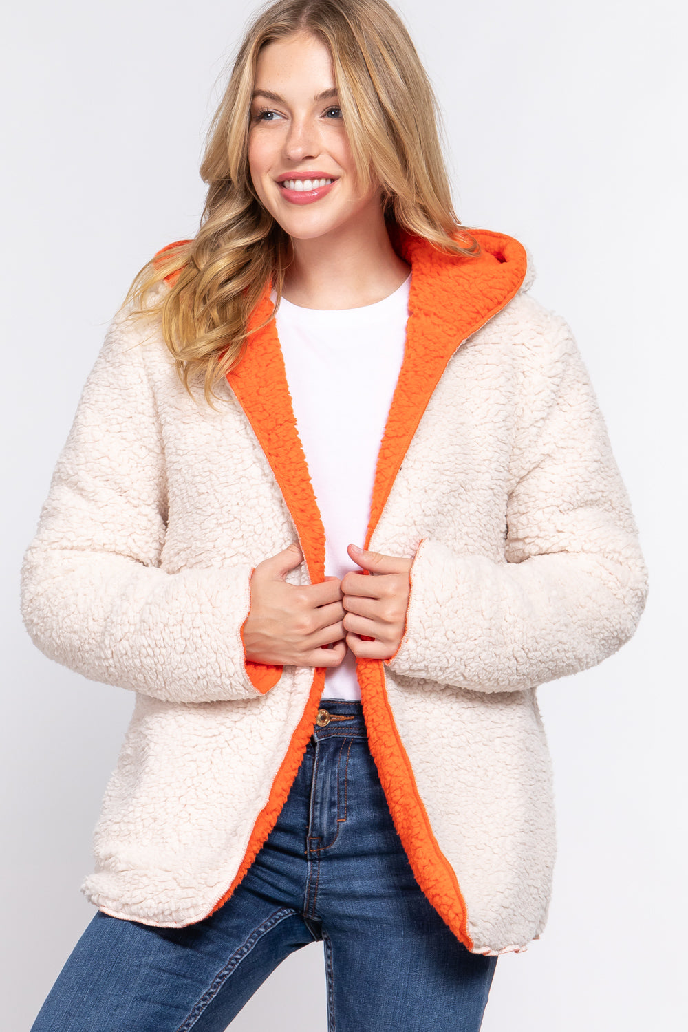 Reversible Faux Fur Hooded Jacket