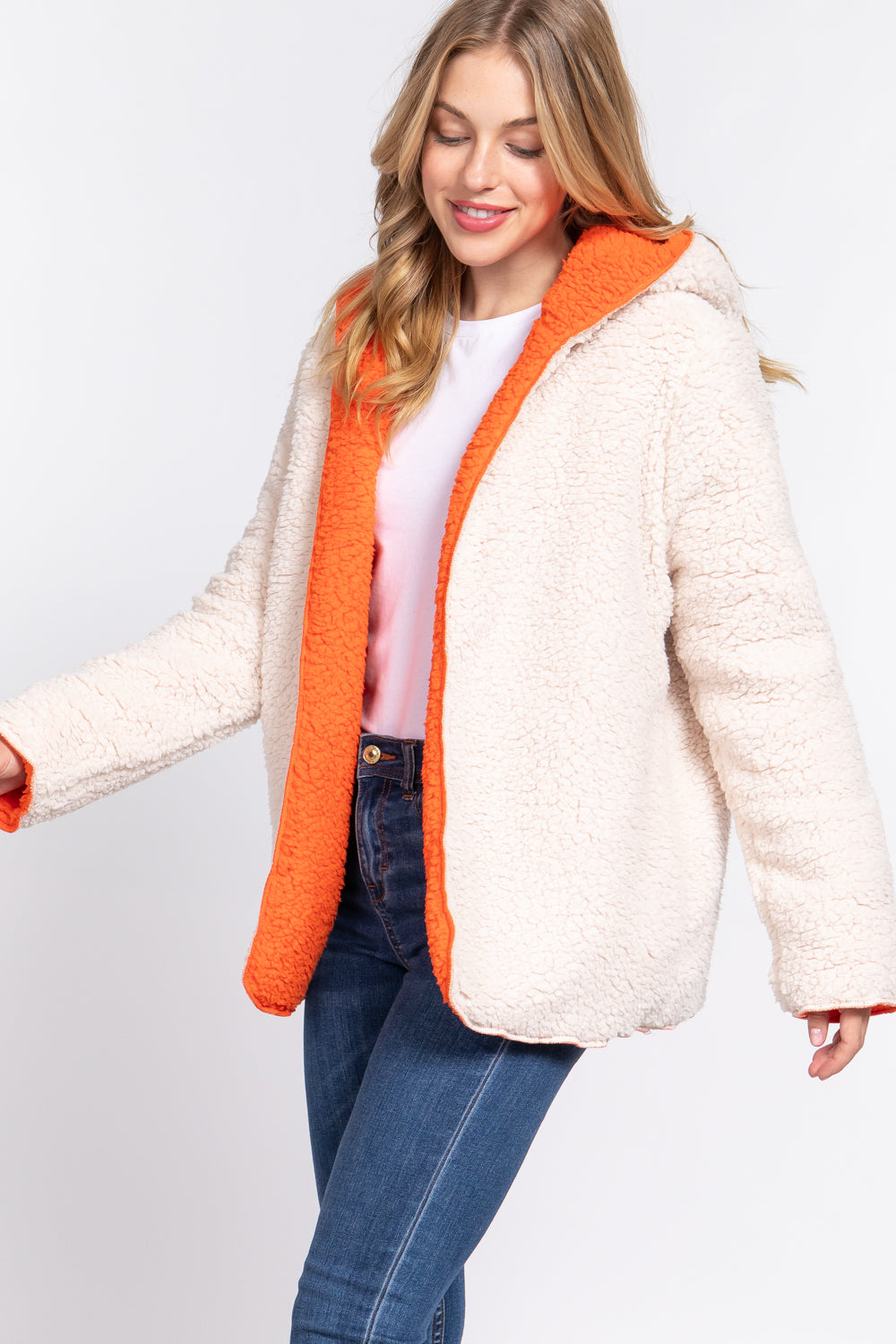 Reversible Faux Fur Hooded Jacket