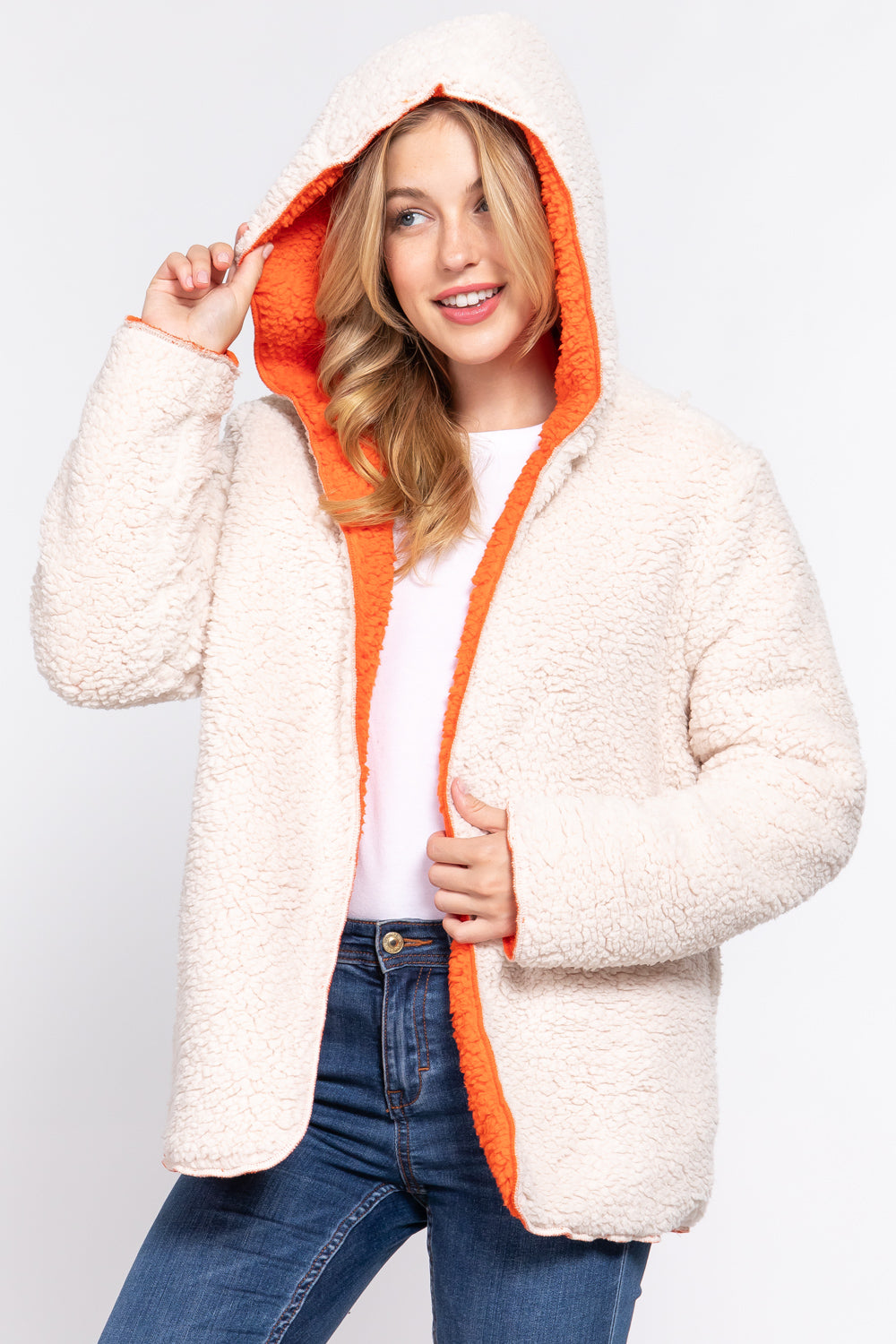 Reversible Faux Fur Hooded Jacket