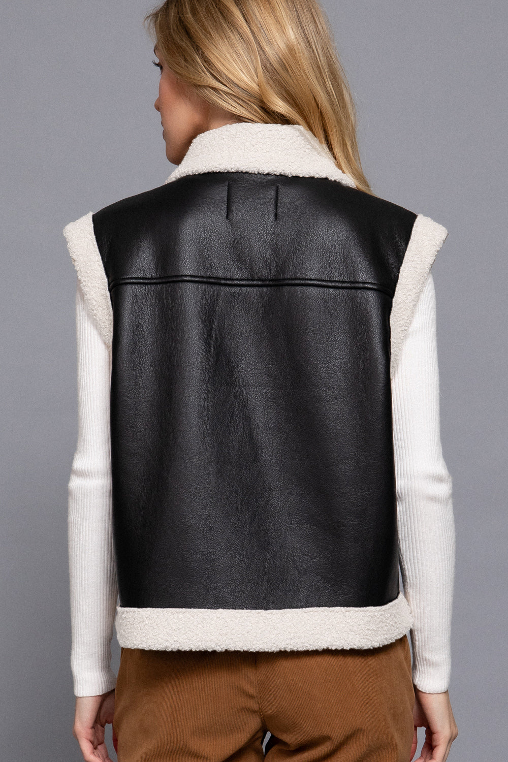 Faux Leather Inner Fur Vest