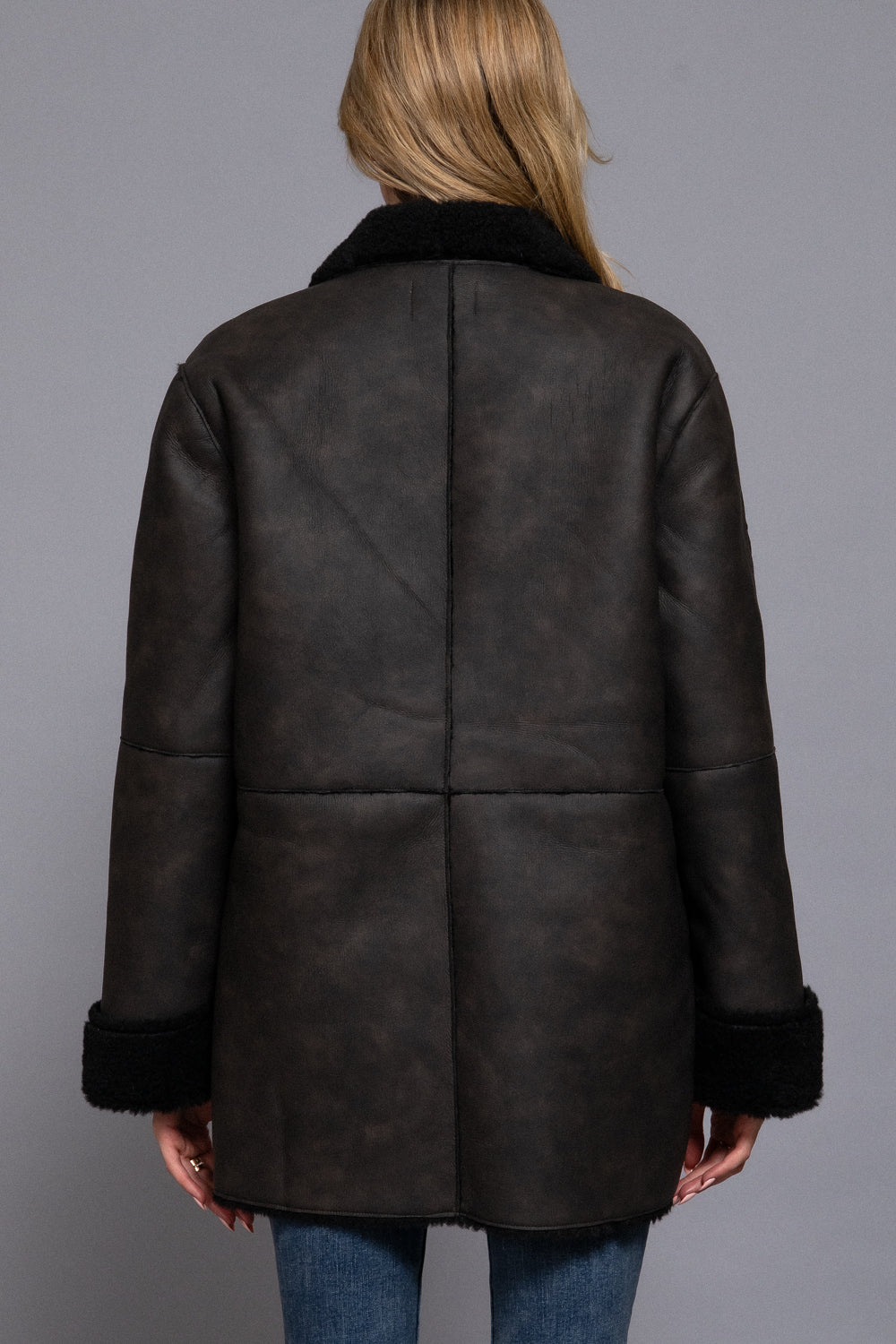 Double Sided Faux Leather Coat