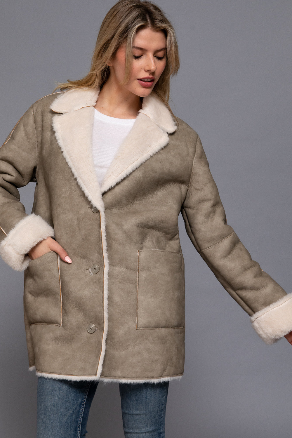 Double Sided Faux Leather Coat