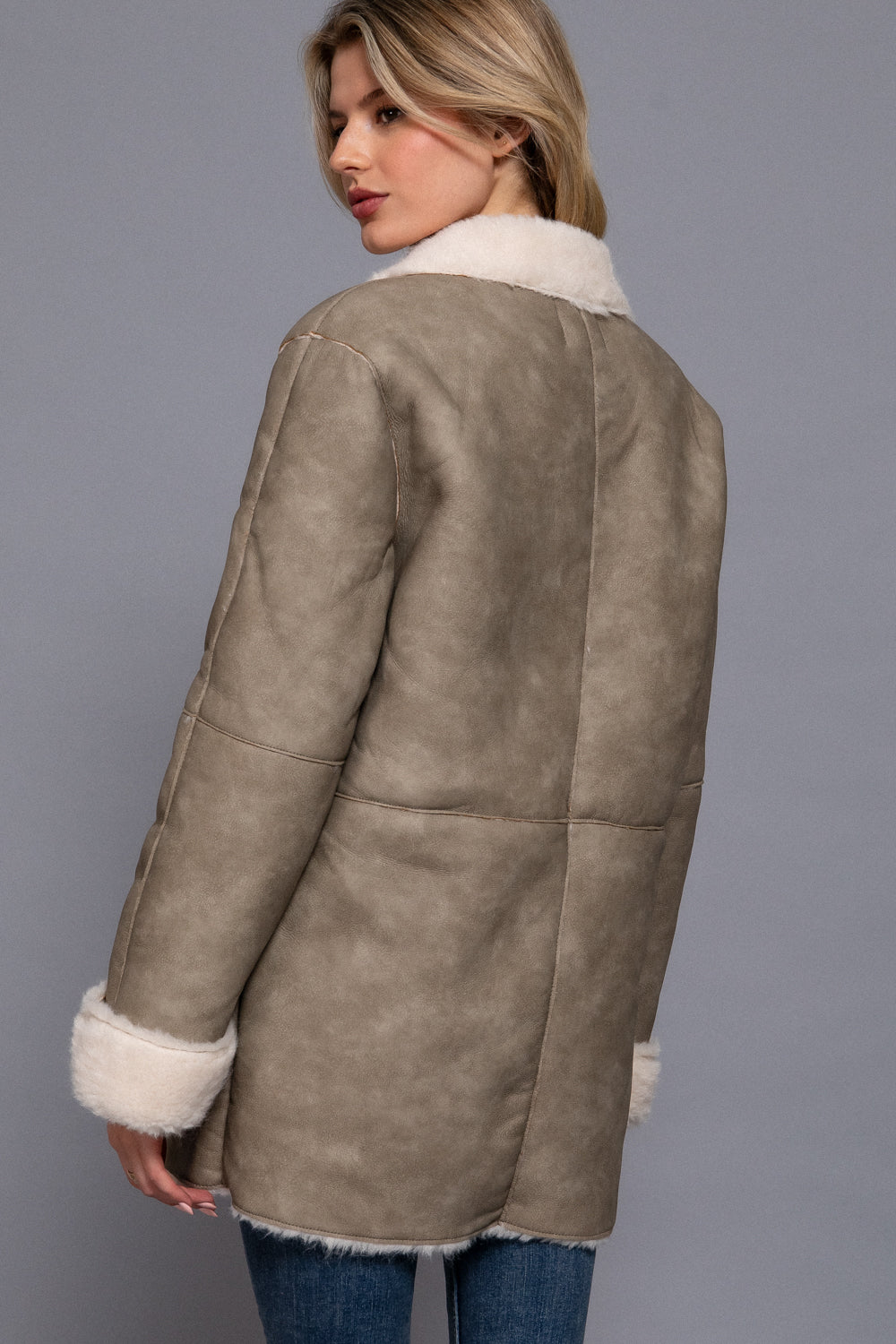 Double Sided Faux Leather Coat