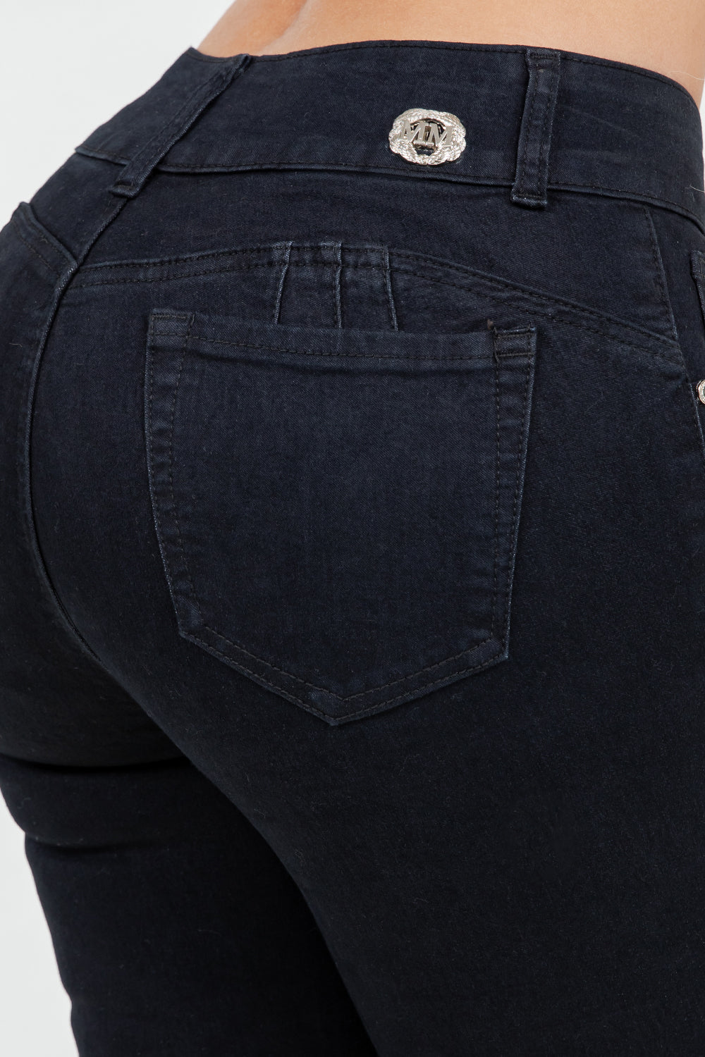 High-Waisted Black Lace-Up Skinny Jeans