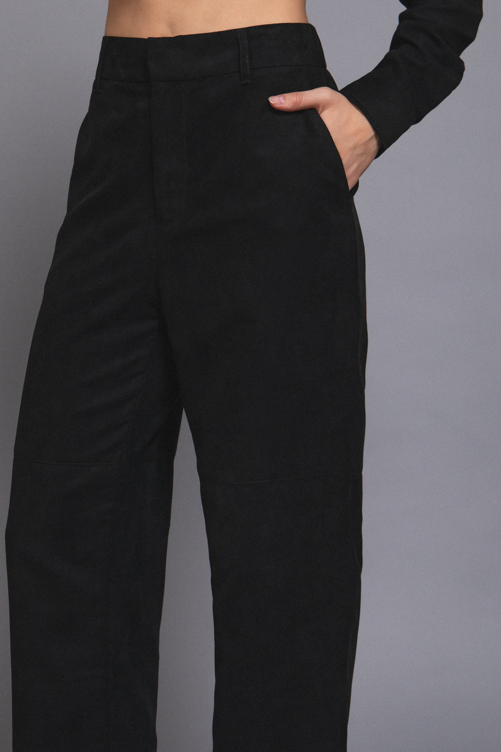 Faux Suede Straight-Leg Woven Pants for Women
