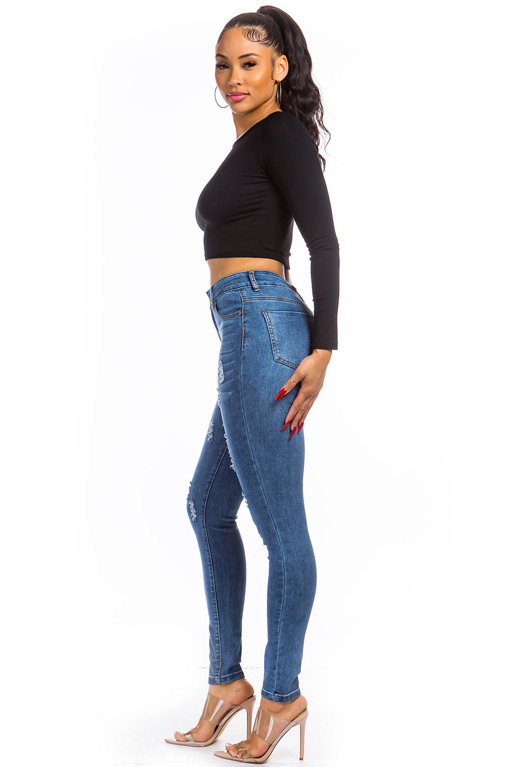 Vintage Distressed High-Rise Skinny Jeans