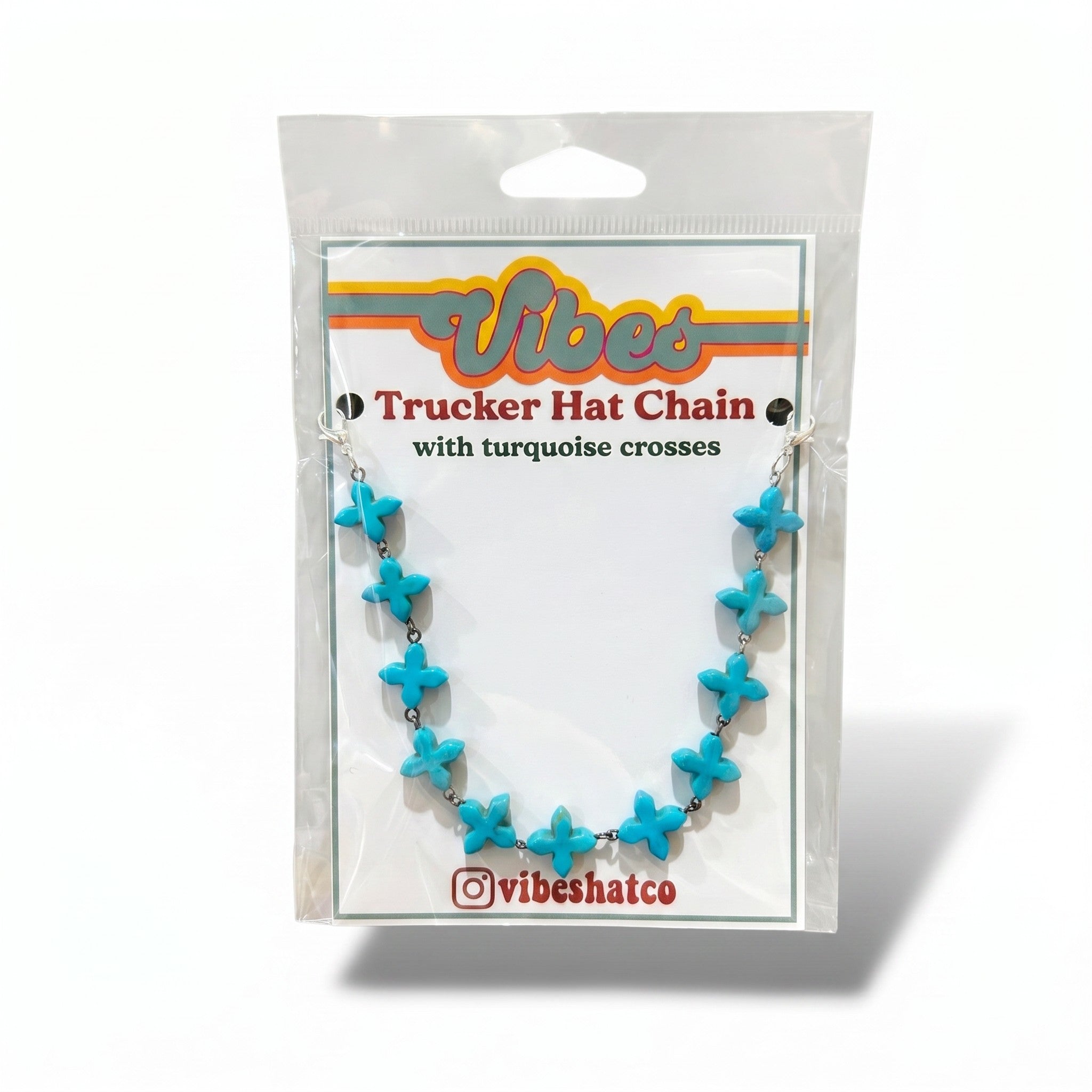 Turquoise Cross Beaded Trucker Hat Chain