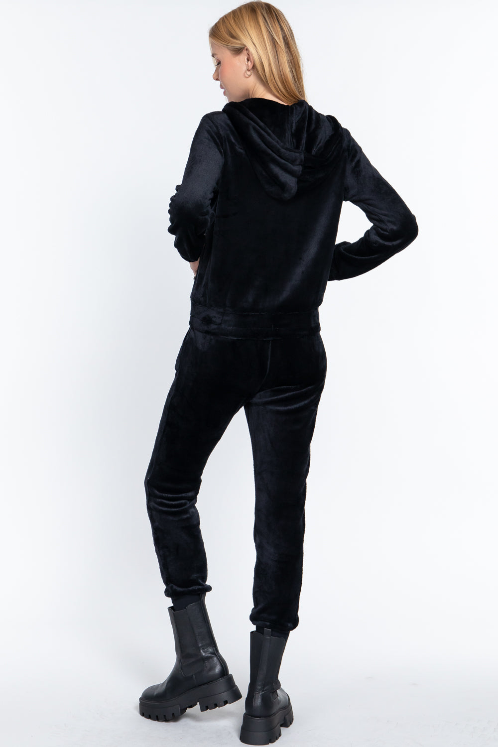 Faux Fur Zip-Up Jacket & Jogger Pants Lounge Set