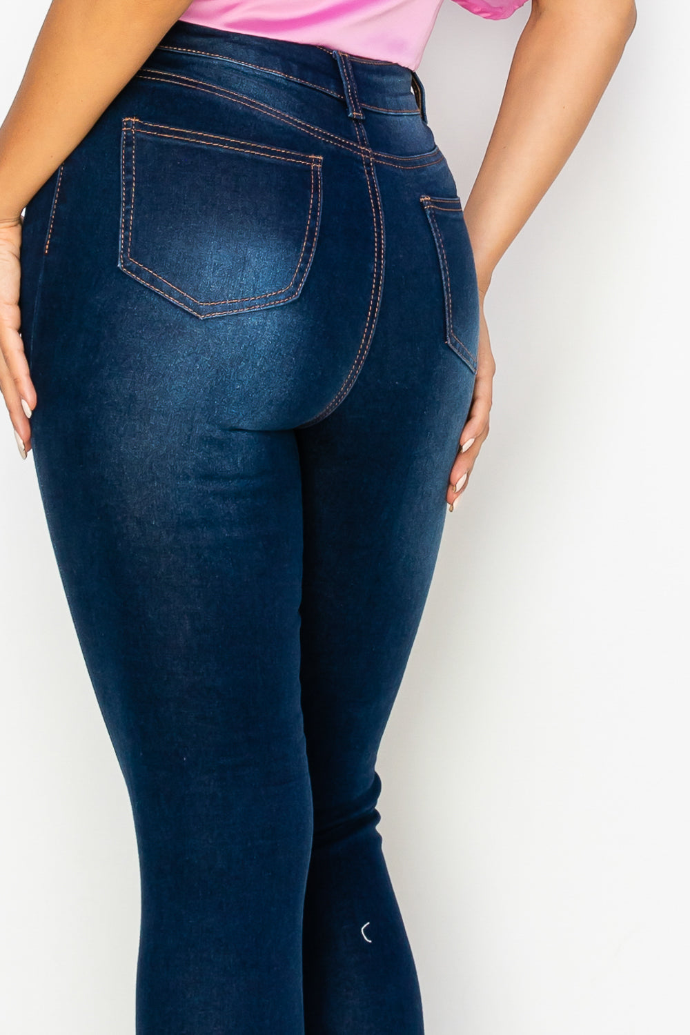 High-Waisted Distressed Skinny Jeans with Classic Back Pockets