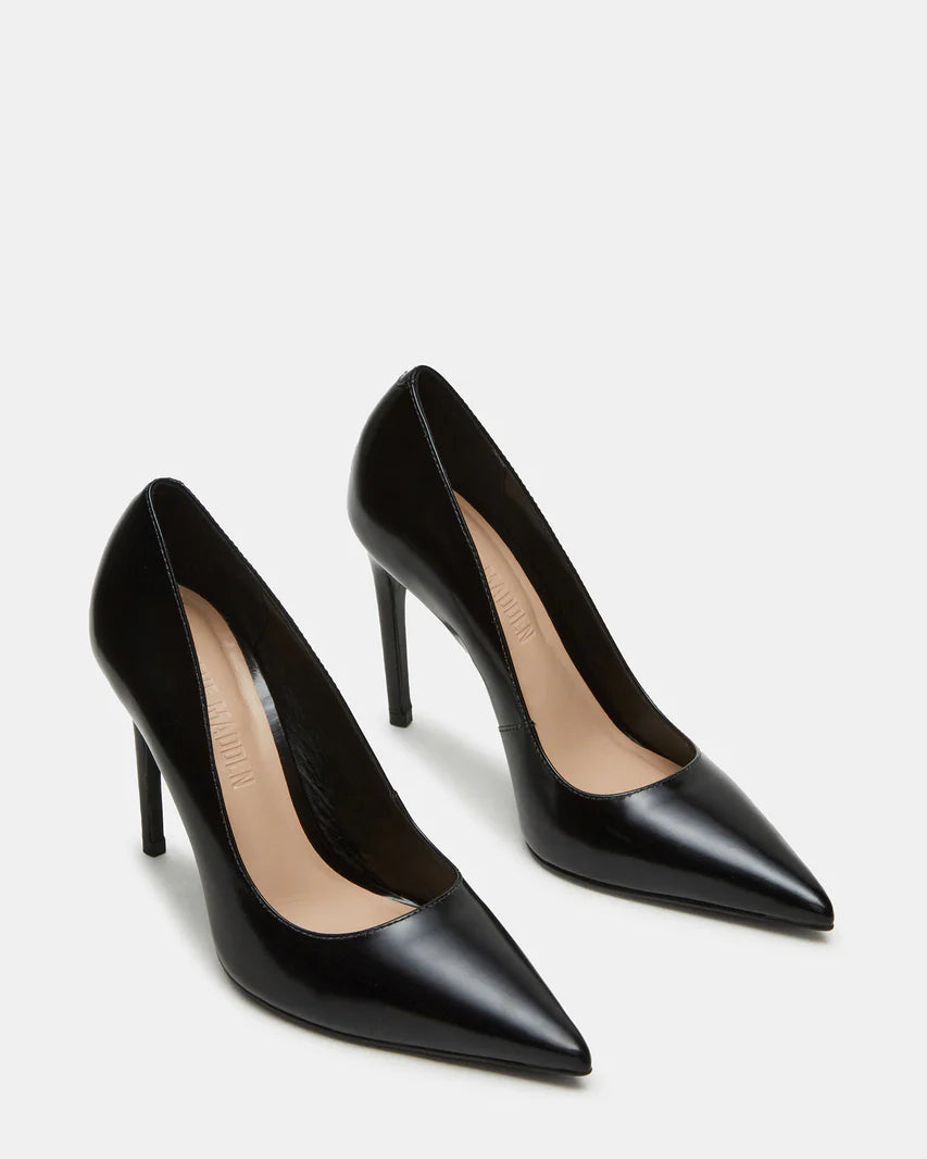 Noir Black Leather Stiletto Pumps – Steve Madden
