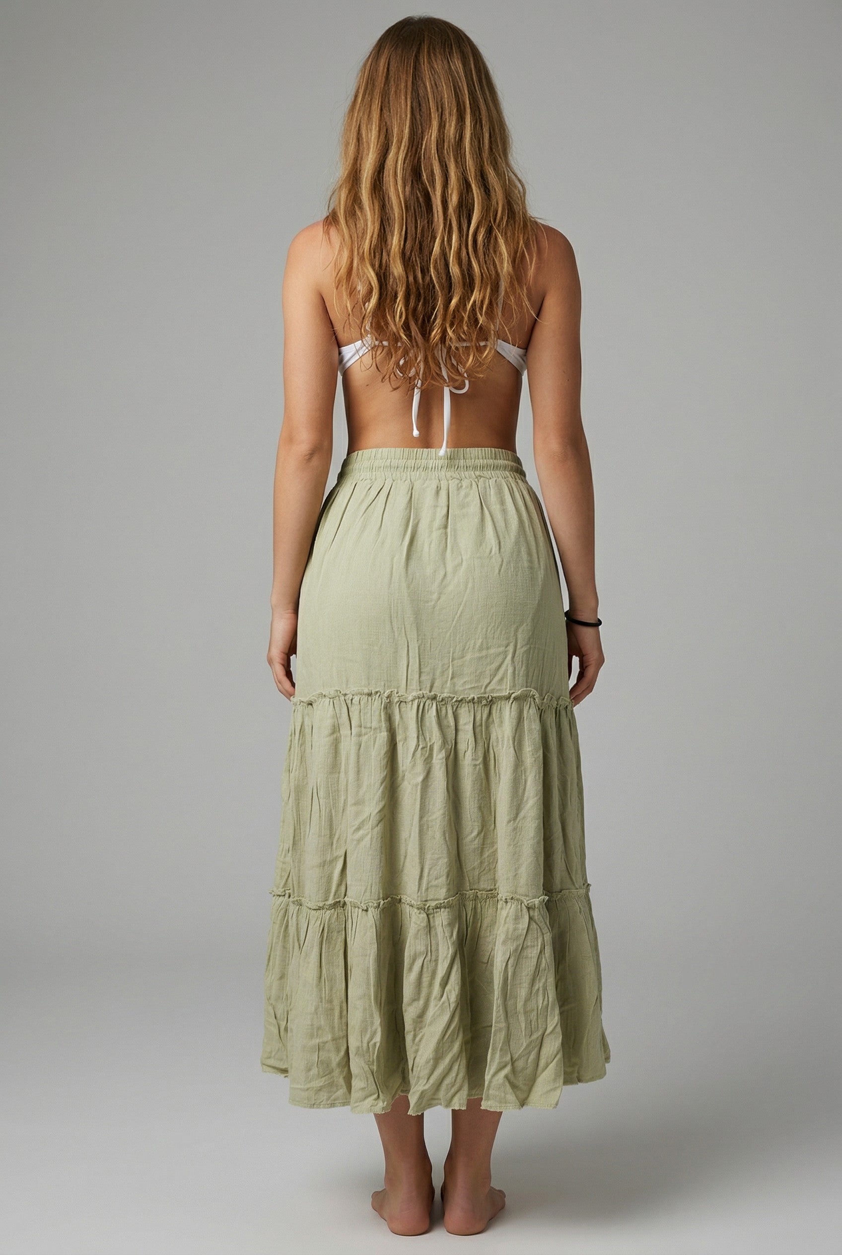 Tiered Drawstring Maxi Skirt