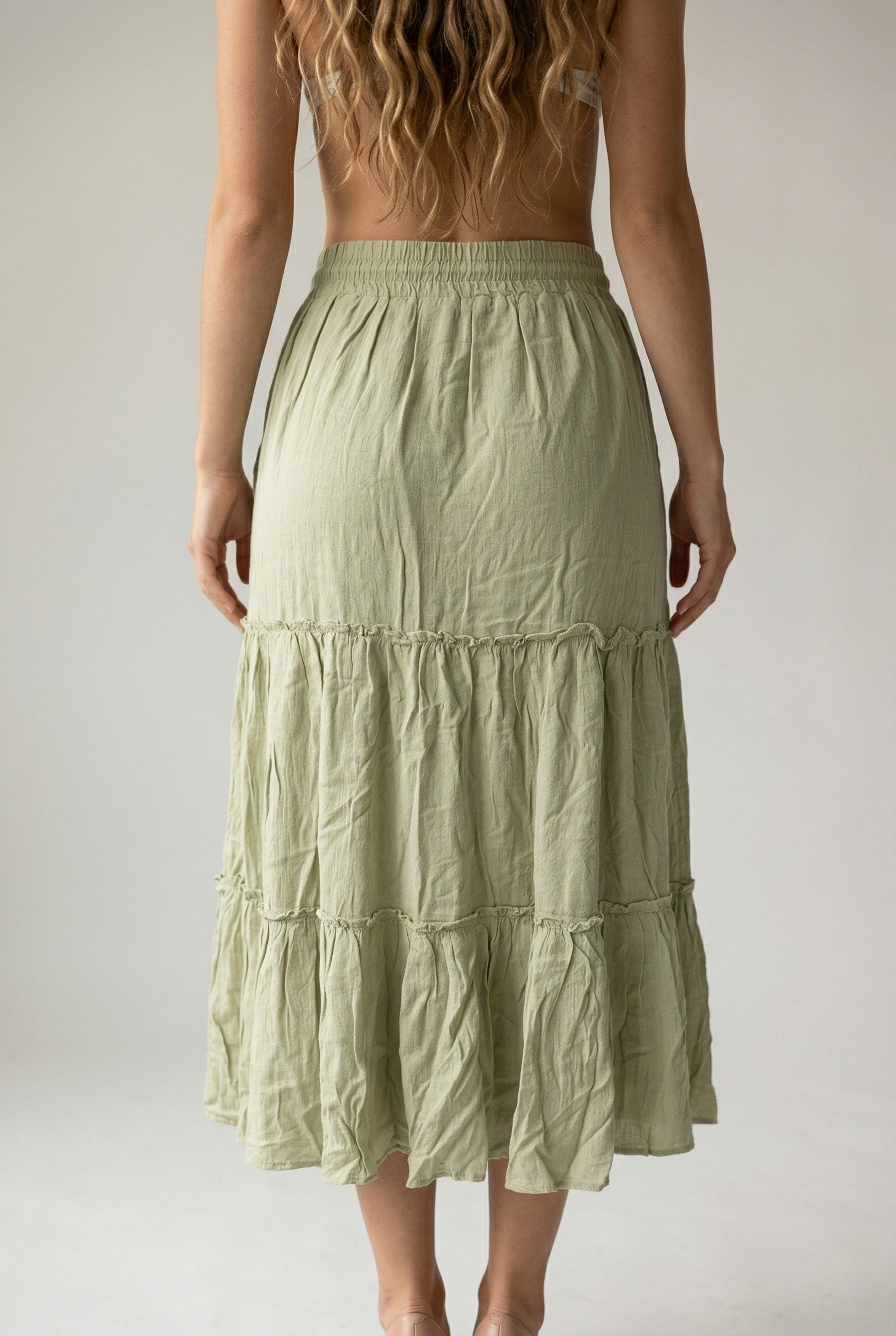 Tiered Drawstring Maxi Skirt