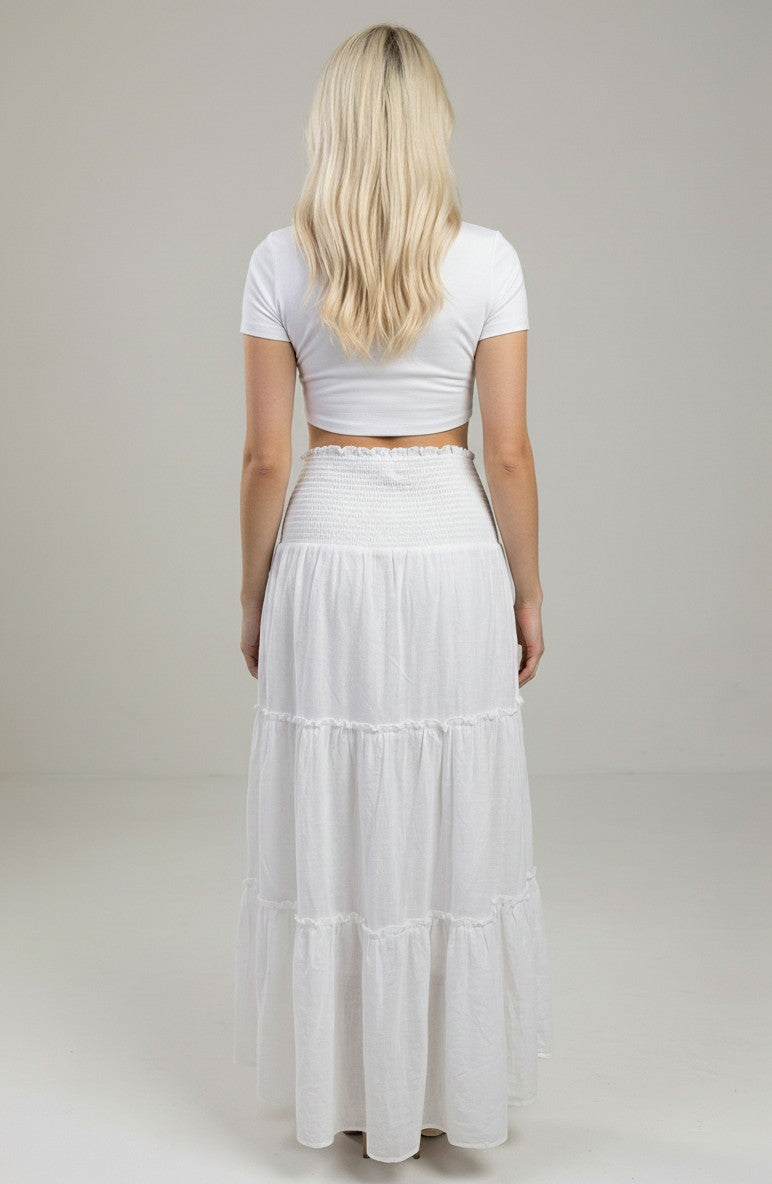 Convertible Smocked Tiered Maxi Skirt