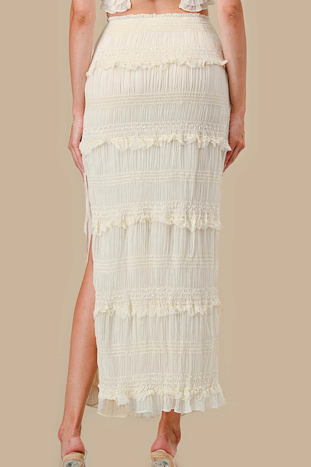 Smocked Chiffon Midi Skirt 2-Piece Set